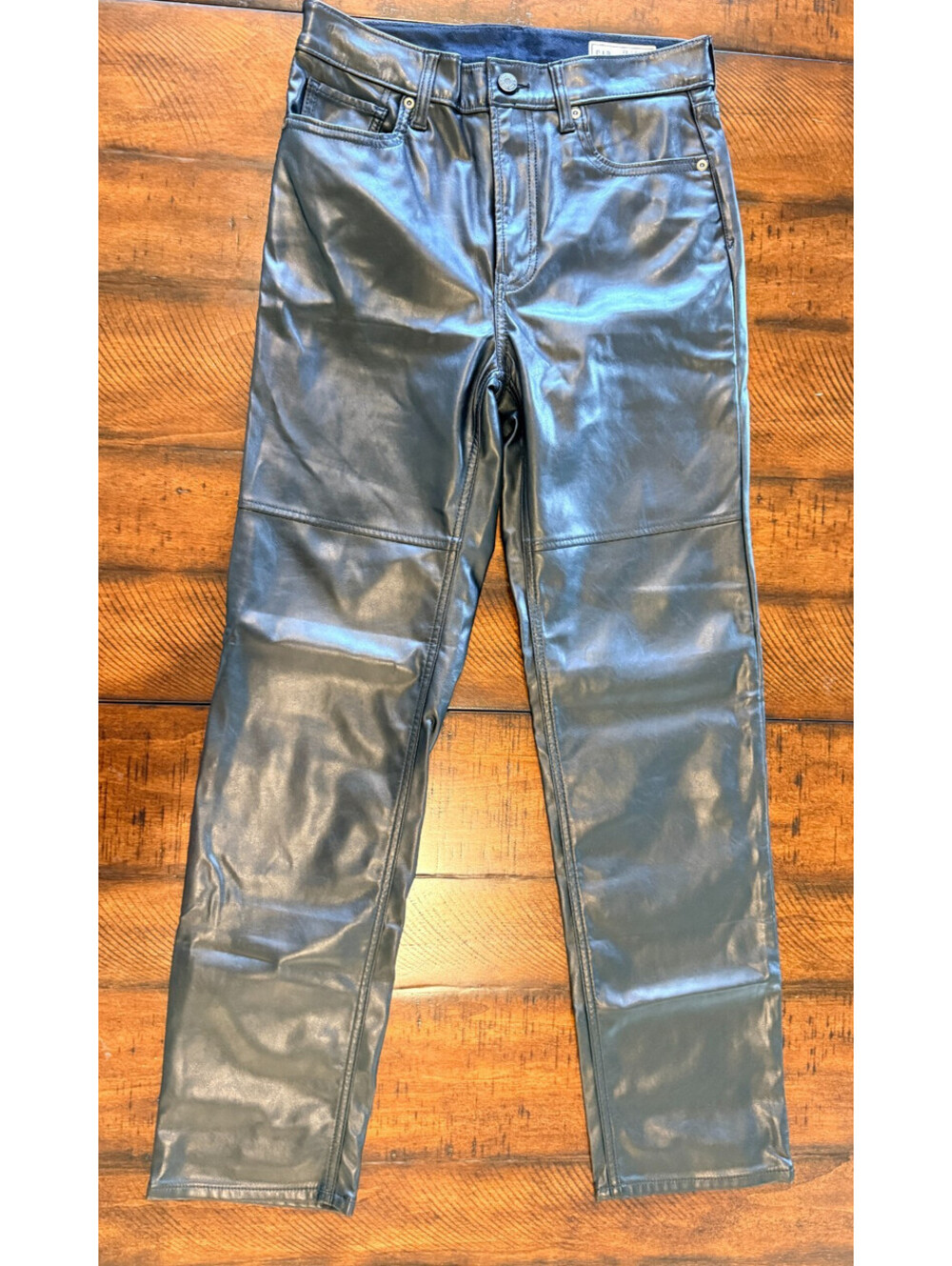 GAP Cheeky Straight Faux Leather Pants Black High Rise Women's  28 / 6 Long NWOT